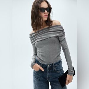 Mango off the shoulder lurex party top - medium, NWT